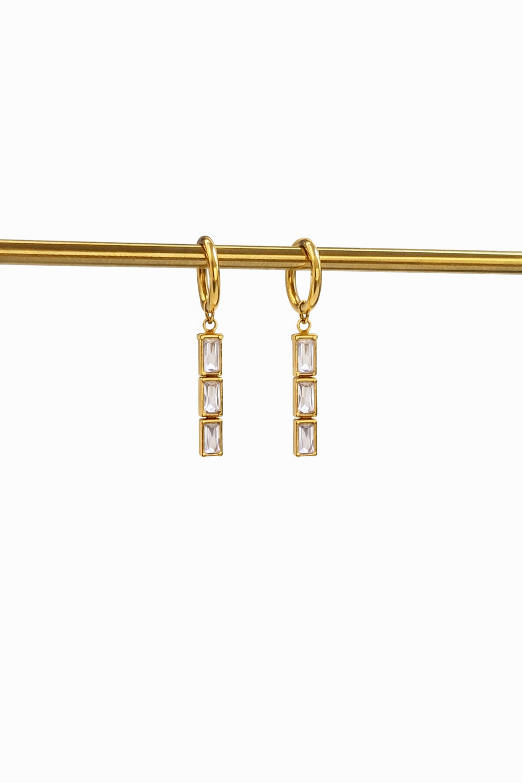 Lumière Baguette Drop Hoop Earrings