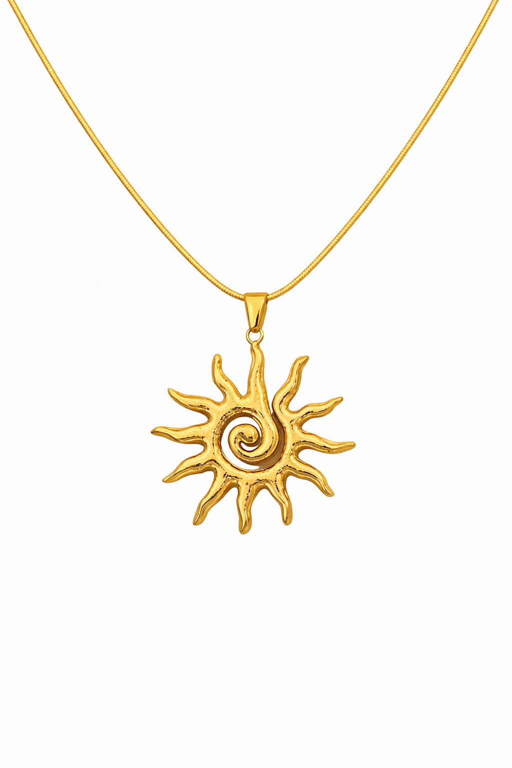 Solara Sunburst Gold Pendant Necklace