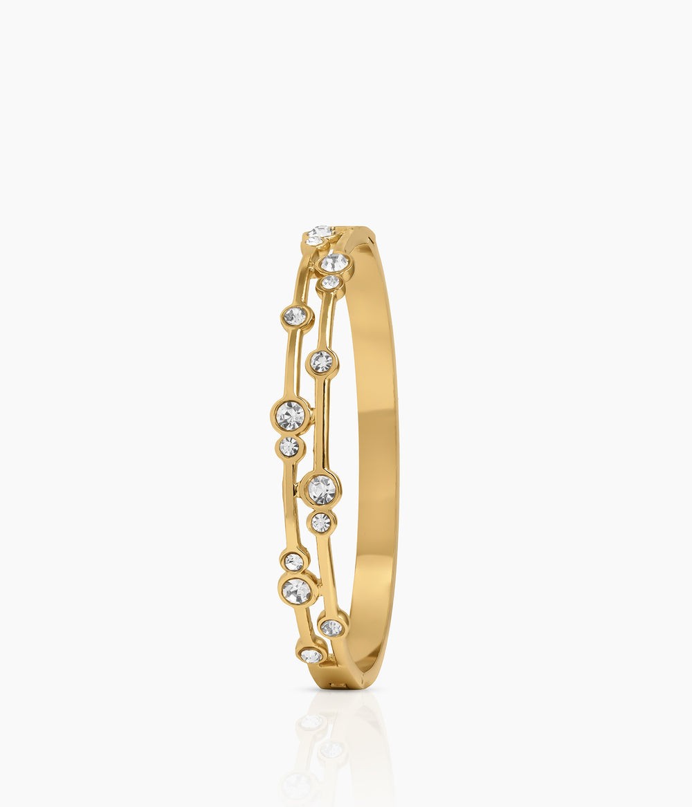 Celeste Crystal Line Gold Cuff Bracelet