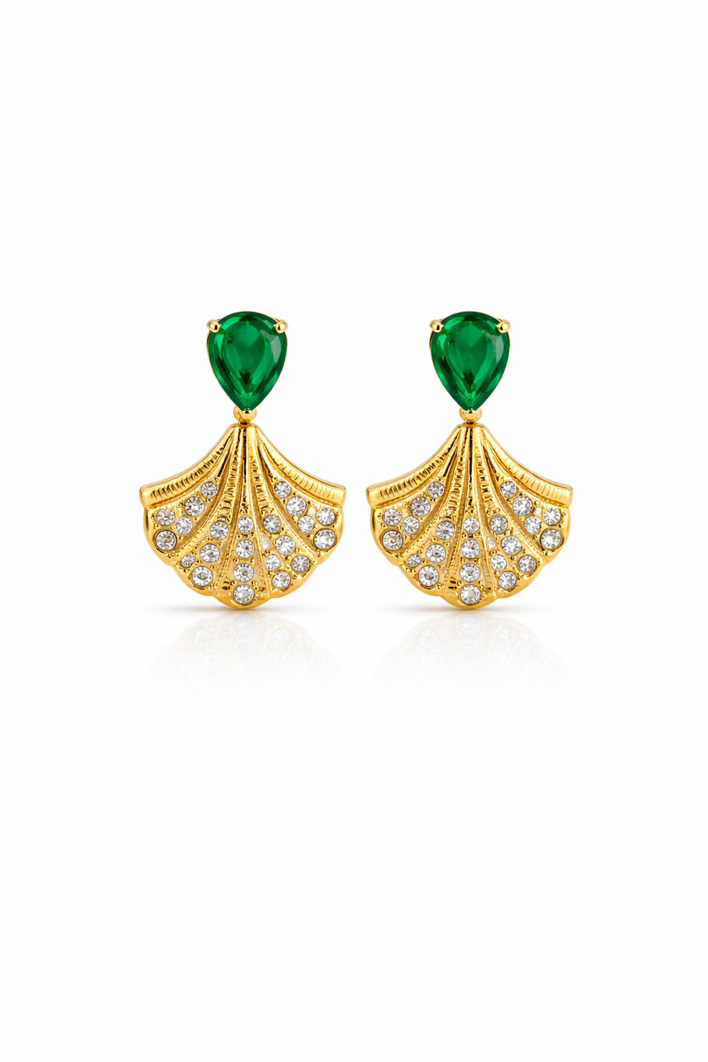 Emerald Shell Drop Earrings
