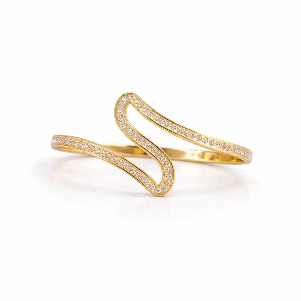 Serpentine Crystal Open Cuff Bracelet