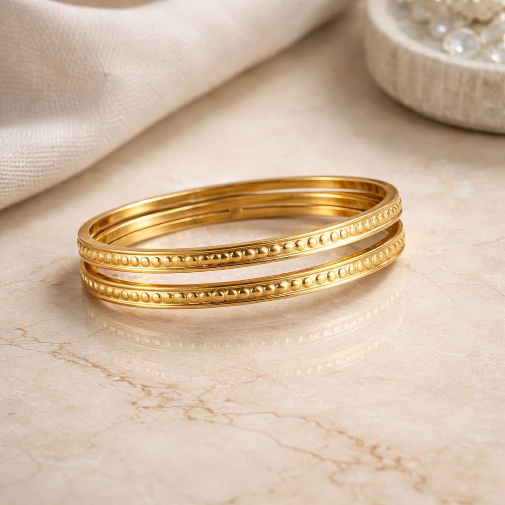 Duo Bead Gold Cuff