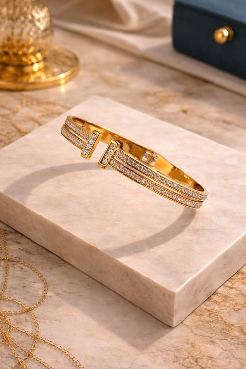 Aurielle Twin Bar Pavé Cuff