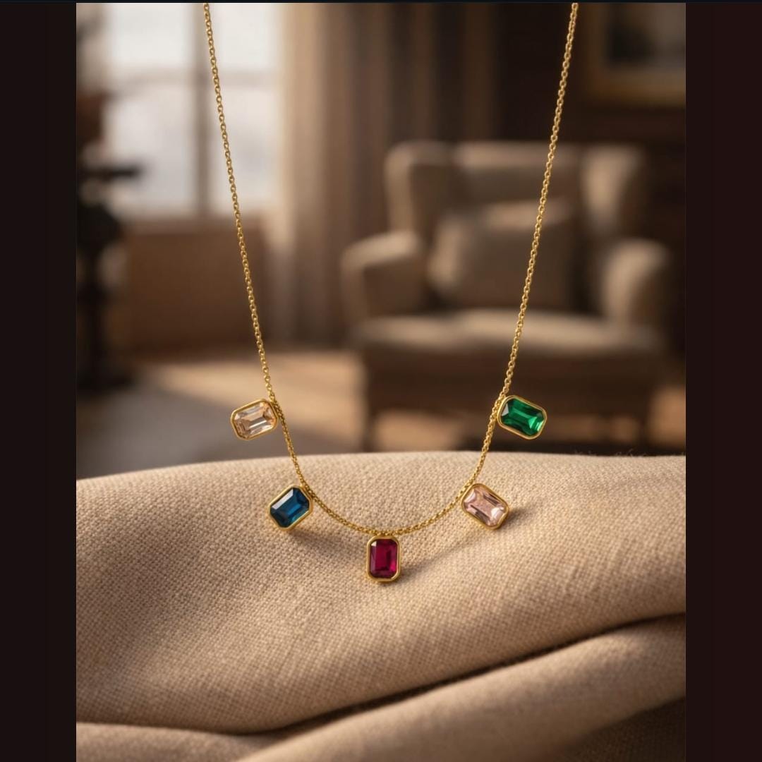 Prism Gemstone Charm Necklace