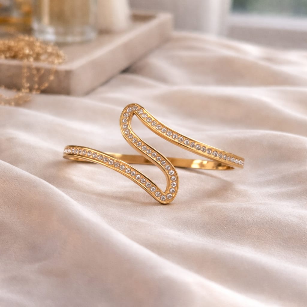 Serpentine Crystal Open Cuff Bracelet